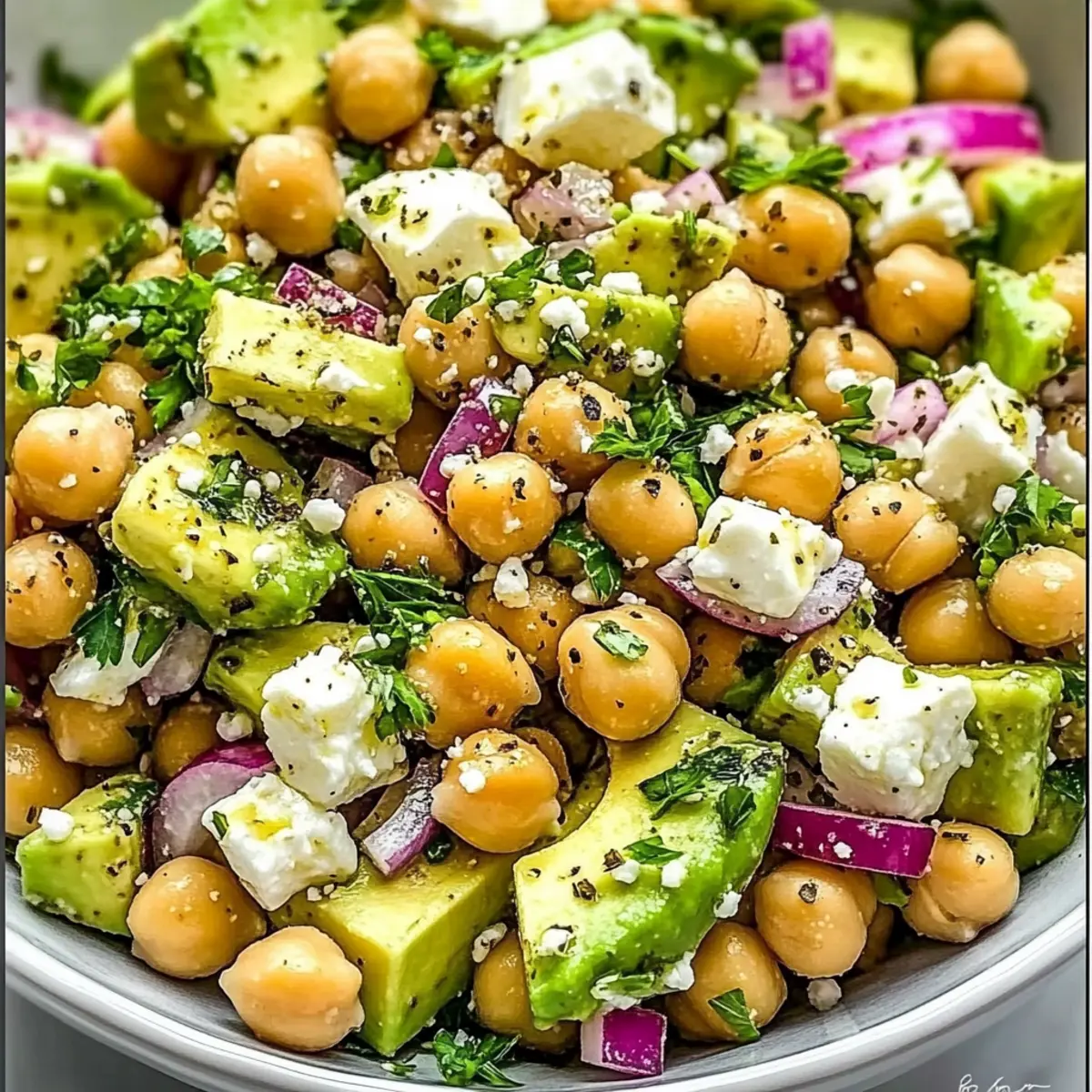Chickpea Feta Avocado Salad