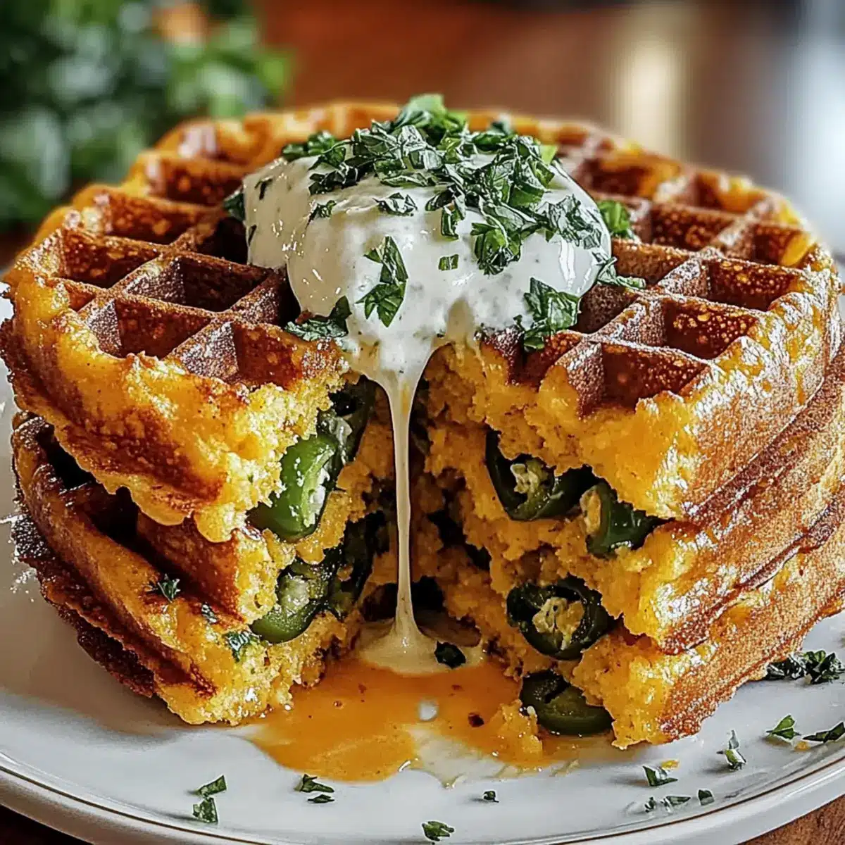 Cheddar Jalapeño Cornbread Waffles