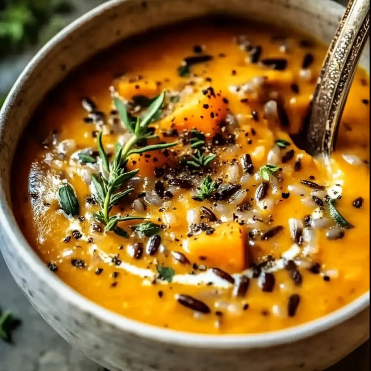 Vegan Pumpkin Wild Rice Soup
