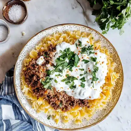 Arabic Pasta with Easy Yogurt Sauce
