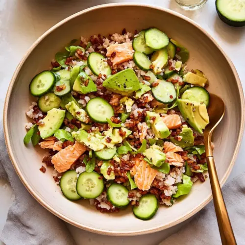 Rice Salmon Cucumber Salad