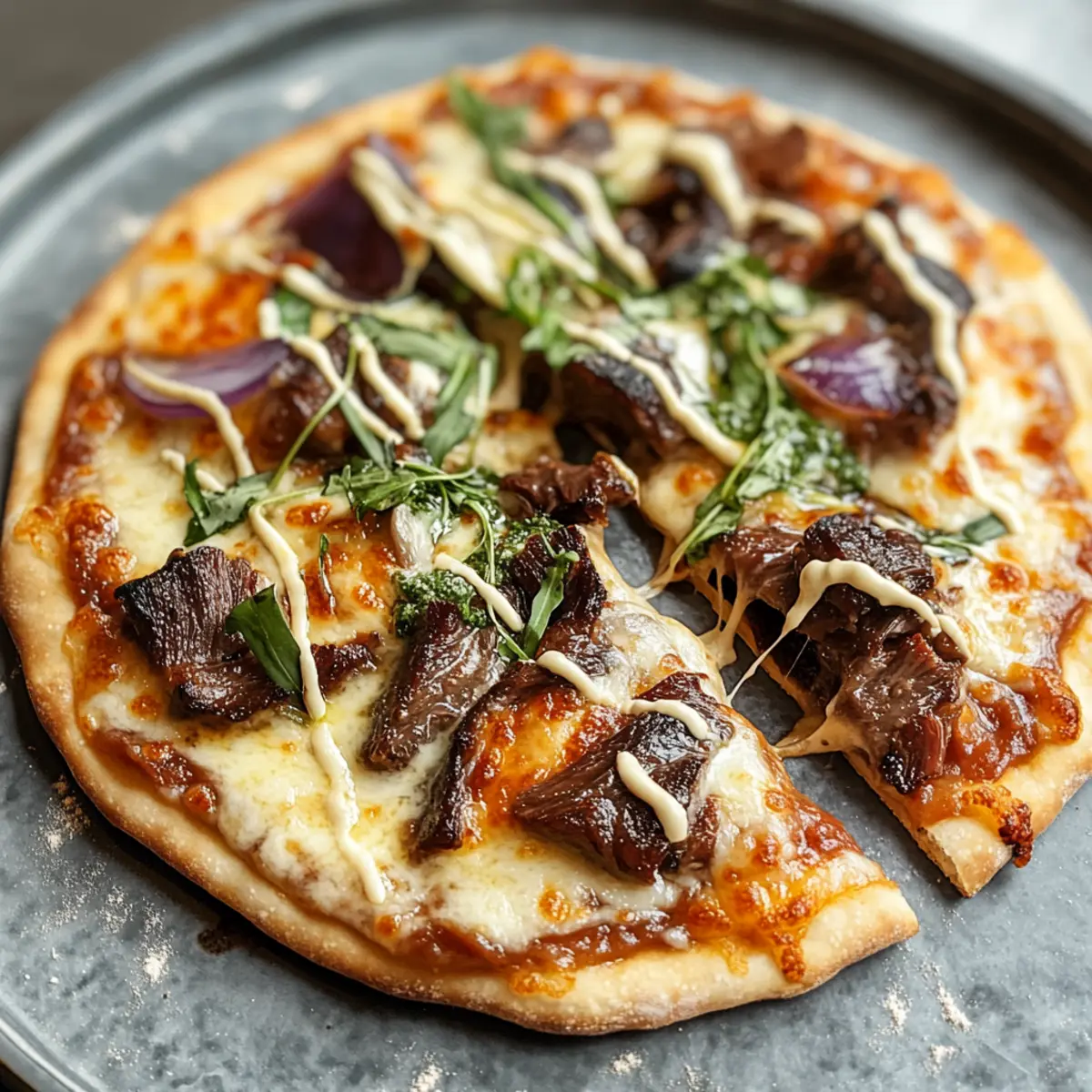 Short Rib Pizza with Smoked Gouda Cream
