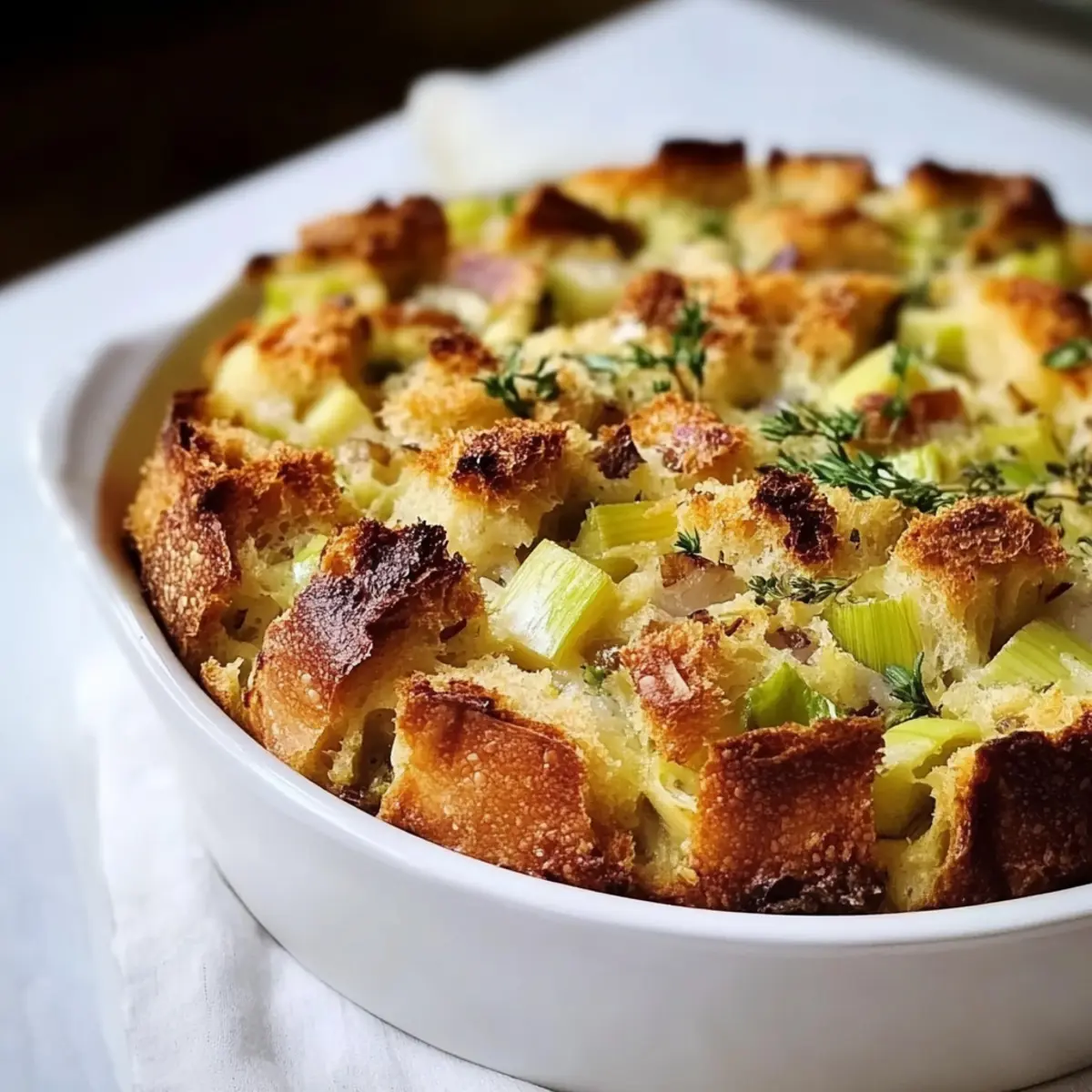 Savory Leek and Gruyère Bread Pudding