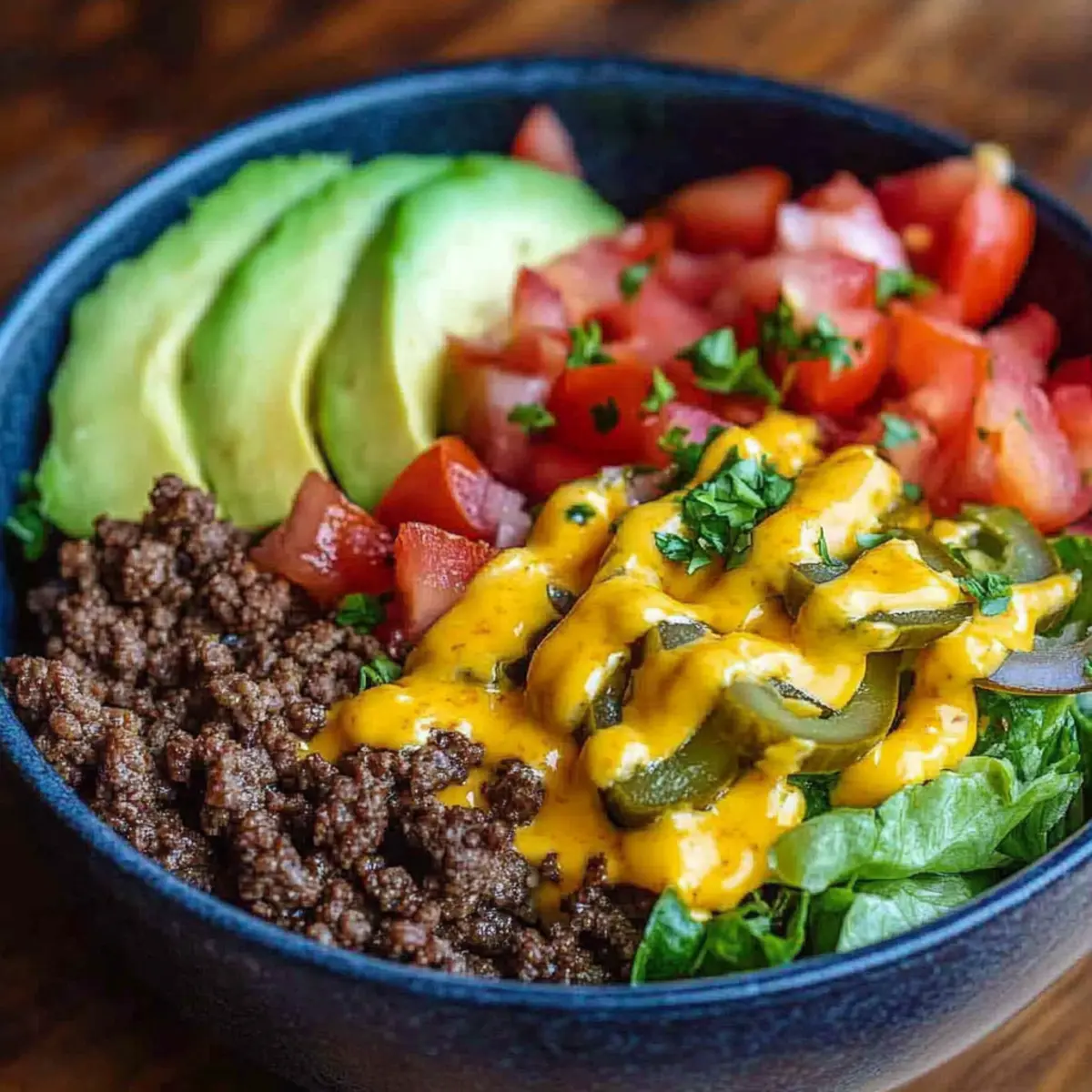 Cheeseburger Bowls with Ground Beef & Burger Sauce