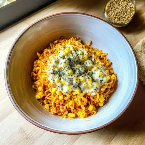 Spicy Noodles With Korean Corn Cheese