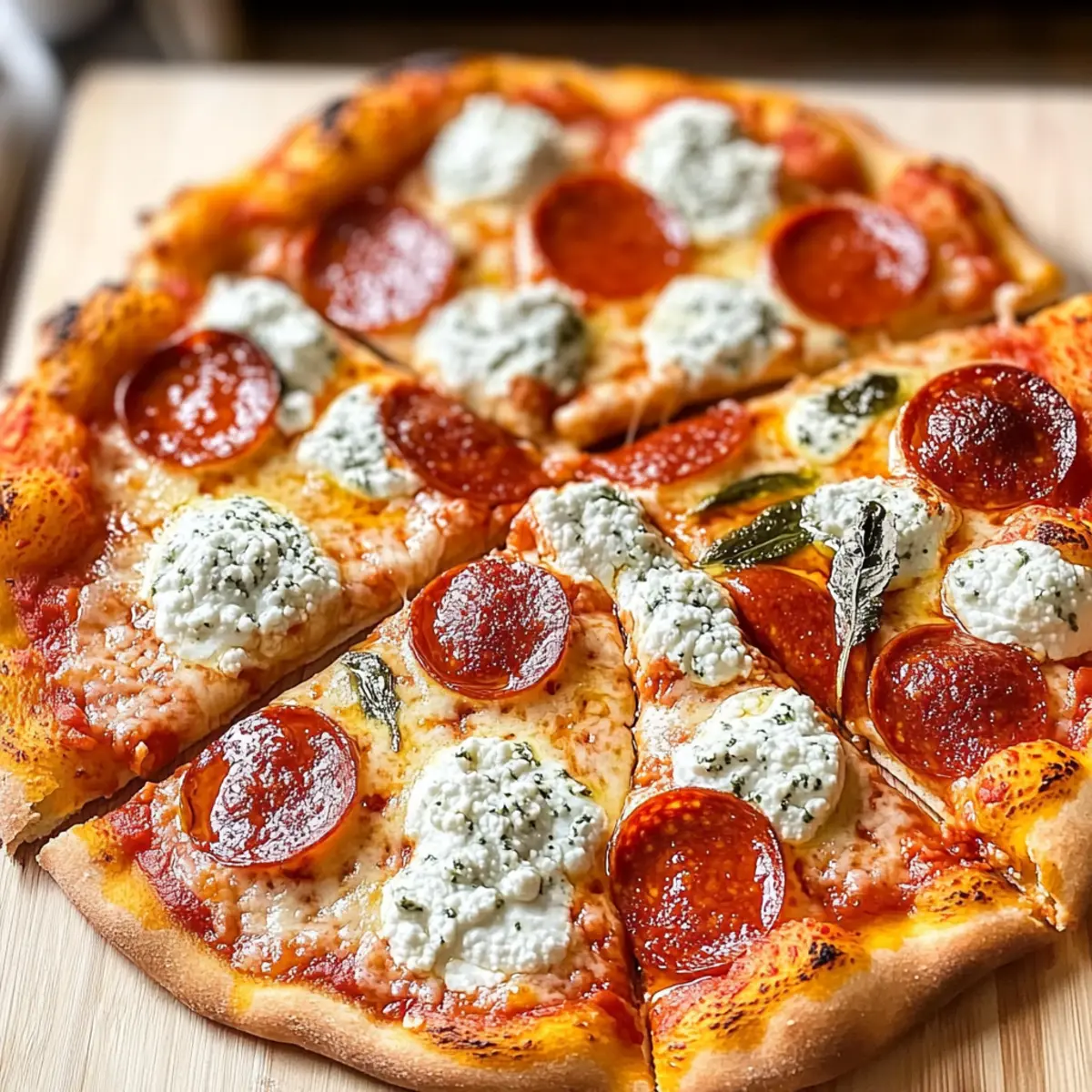 Hot Honey Pepperoni Ricotta Pizza