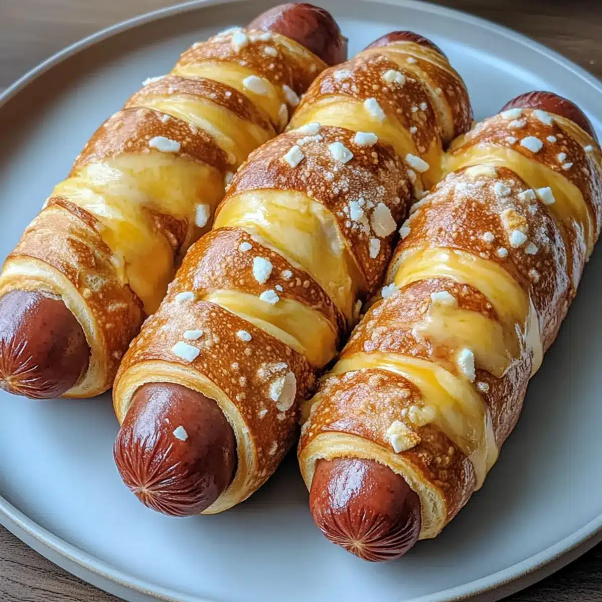Soft Baked Cheesy Pretzel Dogs