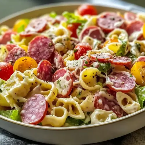 Italian Grinder Pasta Salad with Salami and Provolone