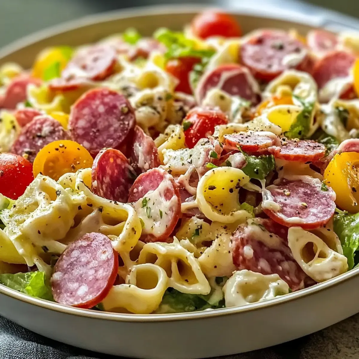 Italian Grinder Pasta Salad with Salami and Provolone